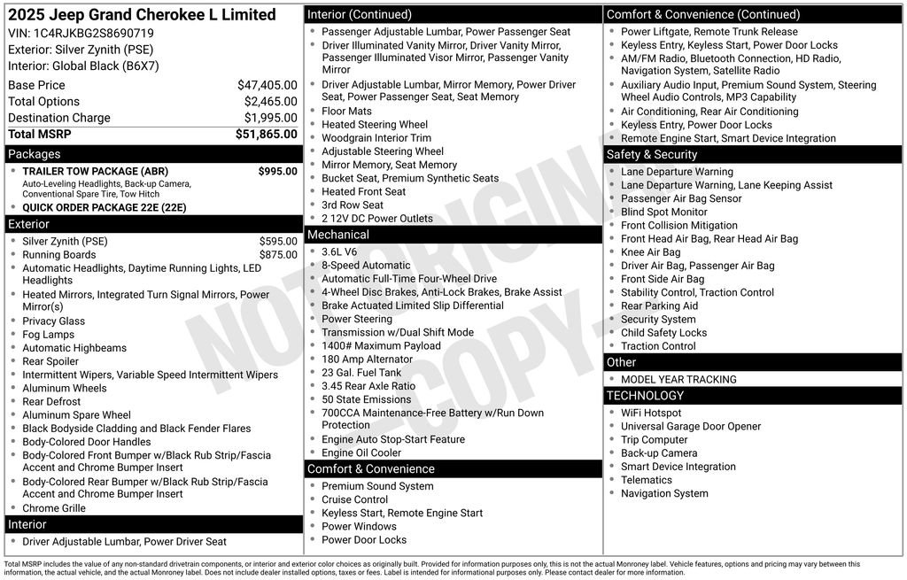 Certified 2025 Jeep Grand Cherokee L Limited w/ Trailer Tow Package AWD/4WD image 2