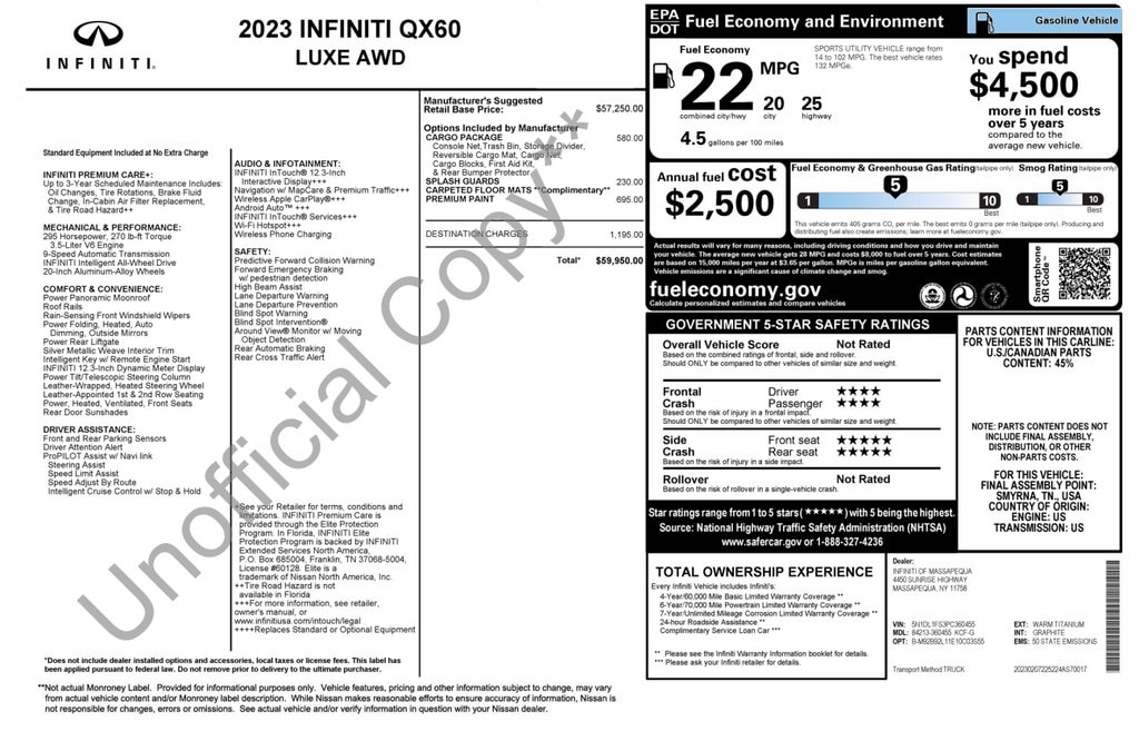 Used 2023 INFINITI QX60 Luxe w/ Cargo Package AWD/4WD image 78