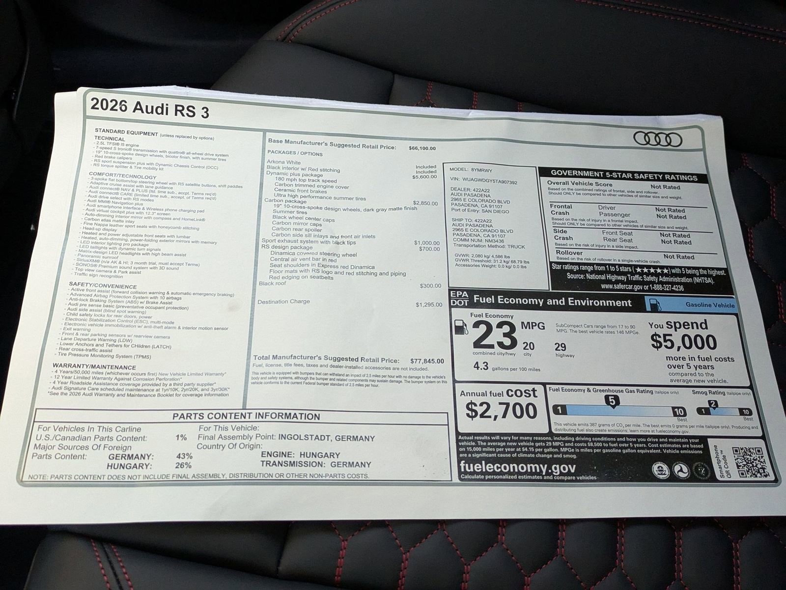 New 2026 Audi RS 3 image 18