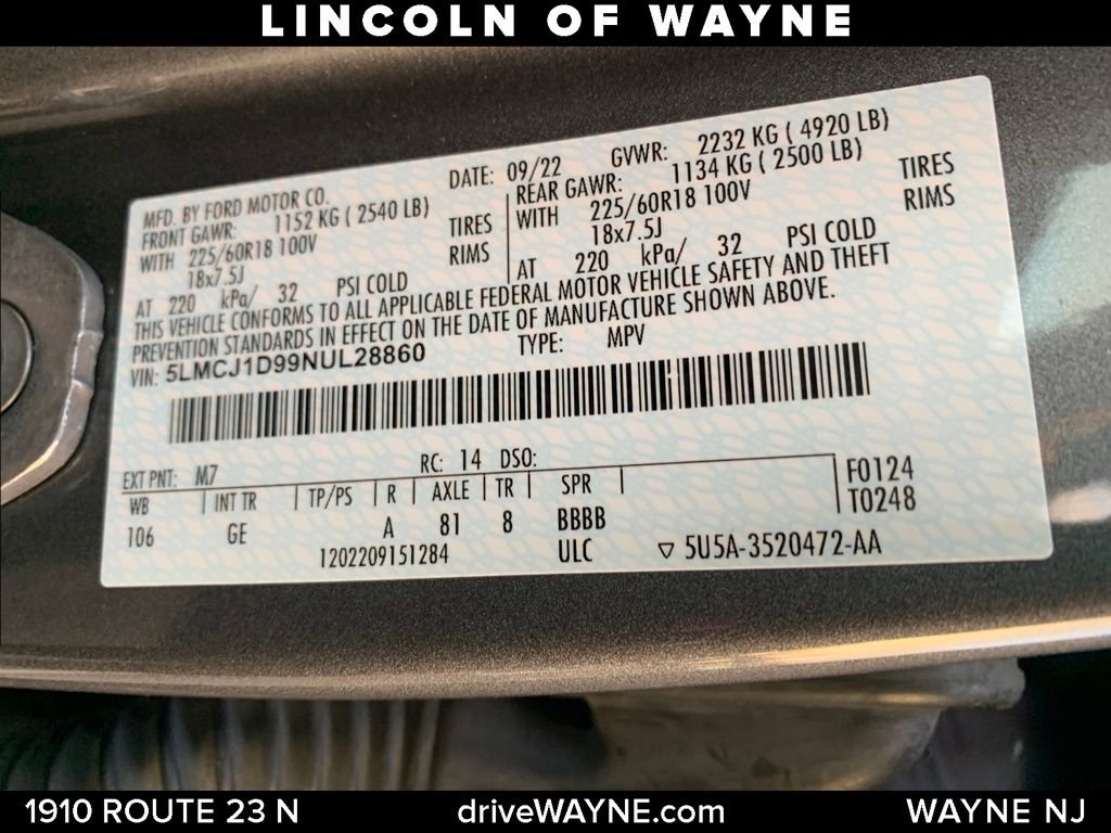 Certified 2022 Lincoln Corsair AWD w/ Equipment Group 101A image 48