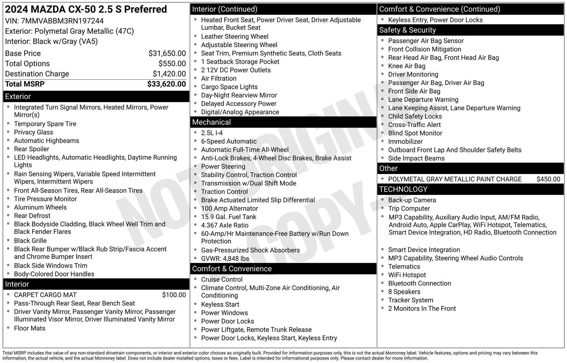 Used 2024 MAZDA CX-50 AWD 2.5 S w/ Preferred Package image 18