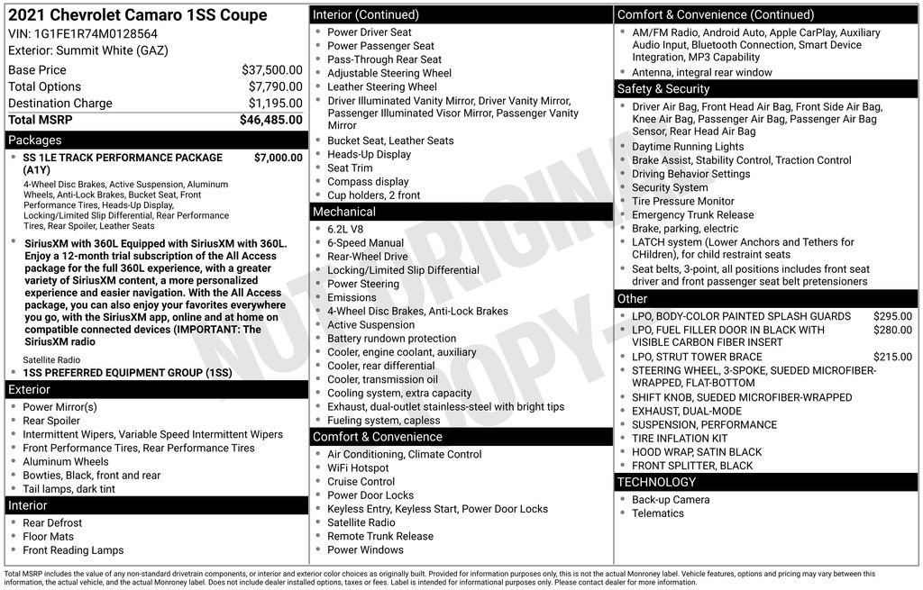 Used 2021 Chevrolet Camaro SS RWD image 32