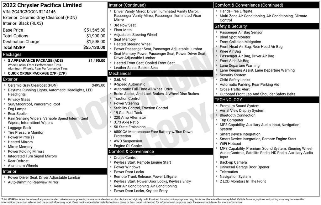Used 2022 Chrysler Pacifica Limited w/ S Appearance Package AWD/4WD image 37