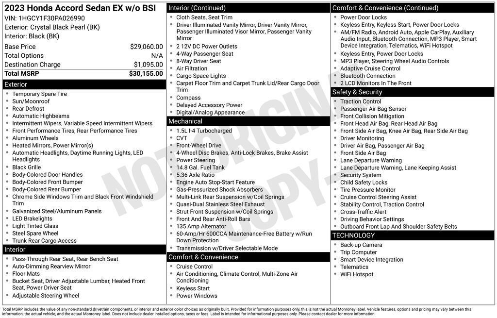 Certified 2023 Honda Accord EX image 34