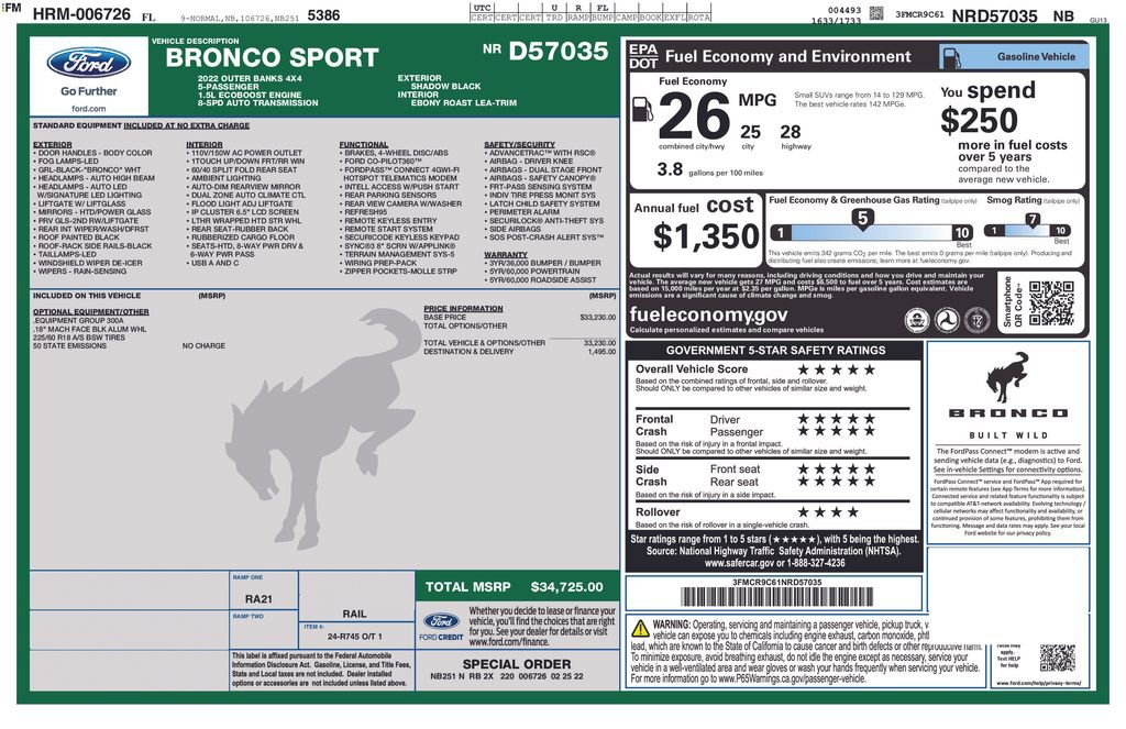 Certified 2022 Ford Bronco Sport Outer Banks image 5