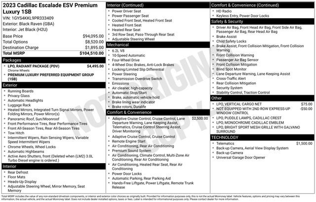 Used 2023 Cadillac Escalade ESV Premium Luxury w/ LPO, Radiant Package AWD/4WD image 44