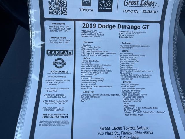 Used 2019 Dodge Durango GT w/ Blacktop Package AWD/4WD image 27