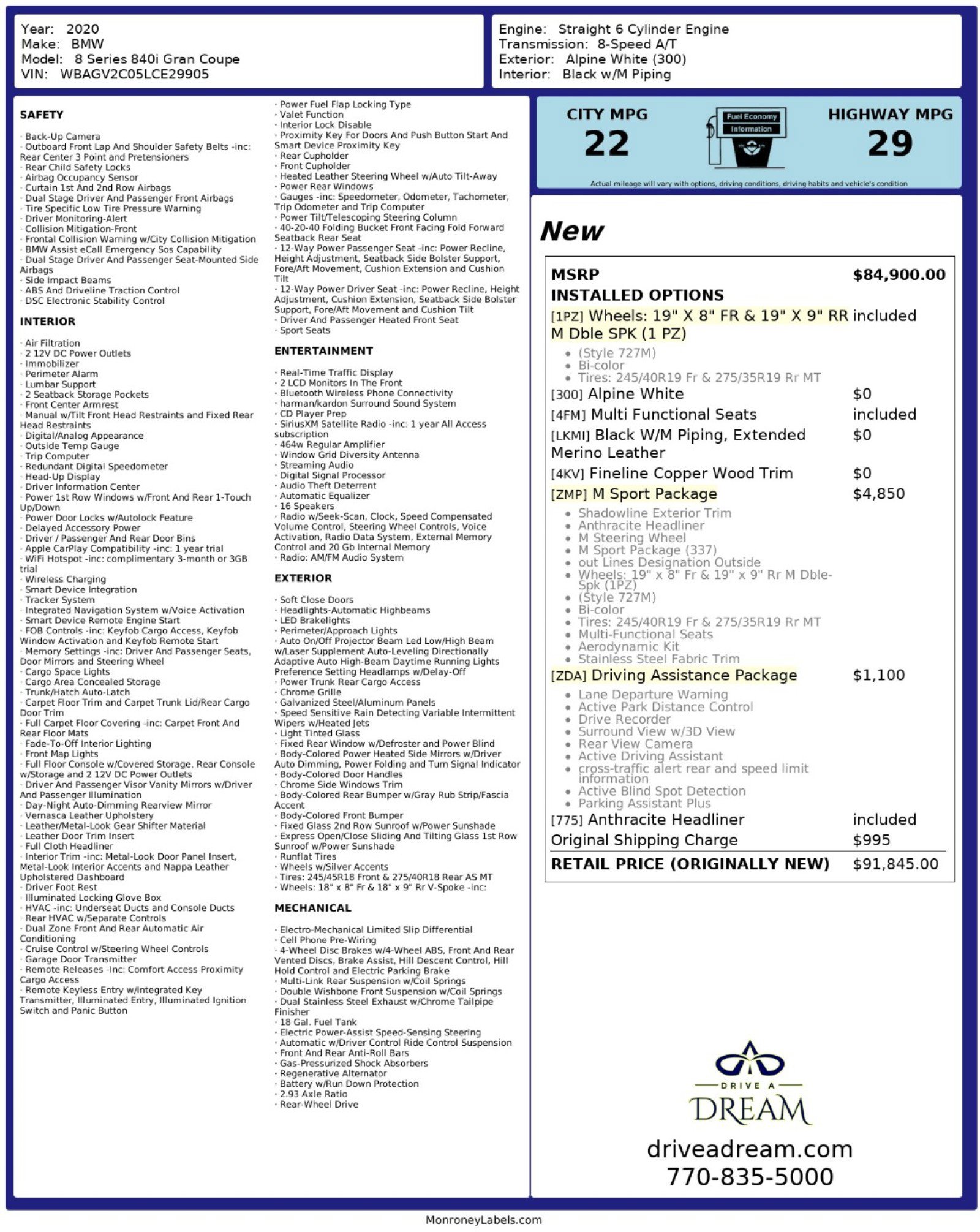 Used 2020 BMW 840i Gran Coupe w/ M Sport Package image 62