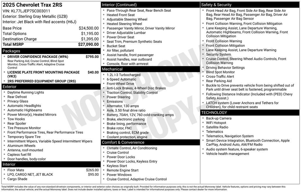 Used 2025 Chevrolet Trax RS w/ Driver Confidence Package FWD image 57