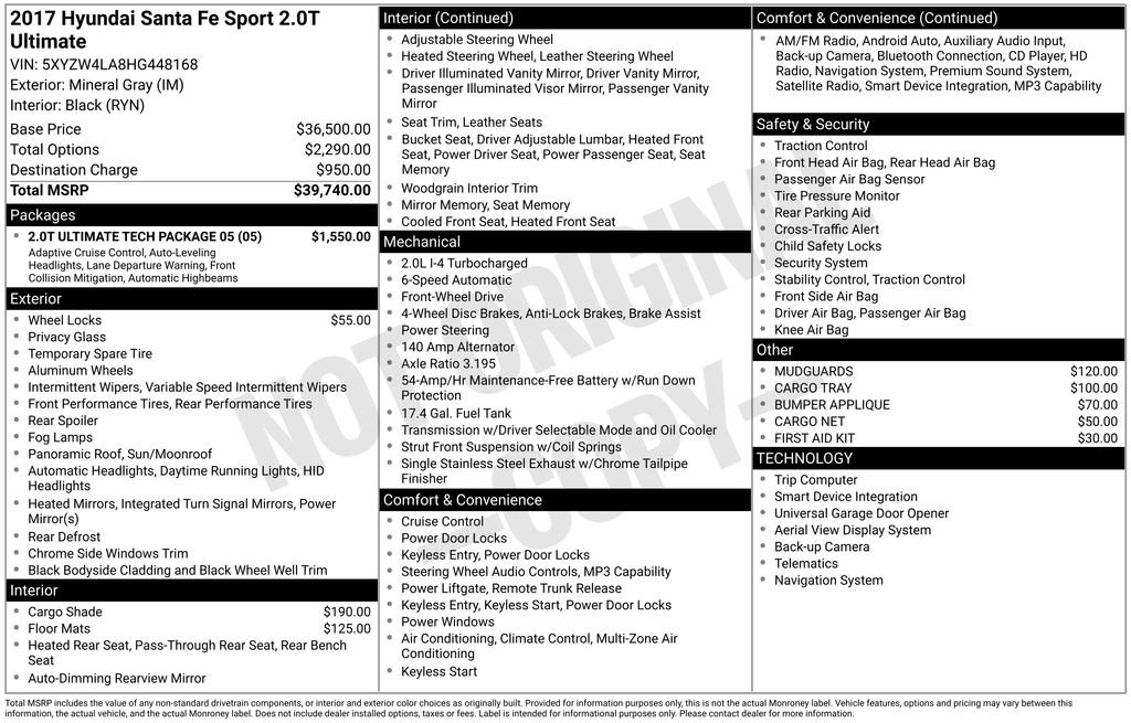 Used 2017 Hyundai Santa Fe Sport w/ 2.0T Ultimate Tech Package 05 image 5