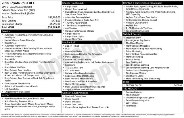 Used 2025 Toyota Prius XLE FWD image 32