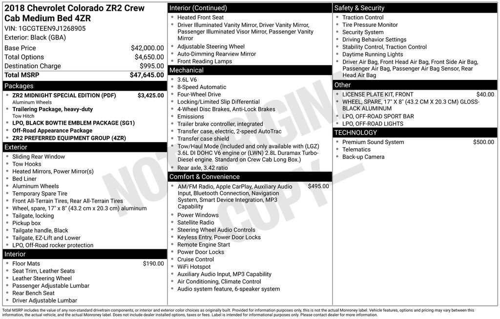 Used 2018 Chevrolet Colorado ZR2 w/ ZR2 Midnight Special Edition AWD/4WD image 26