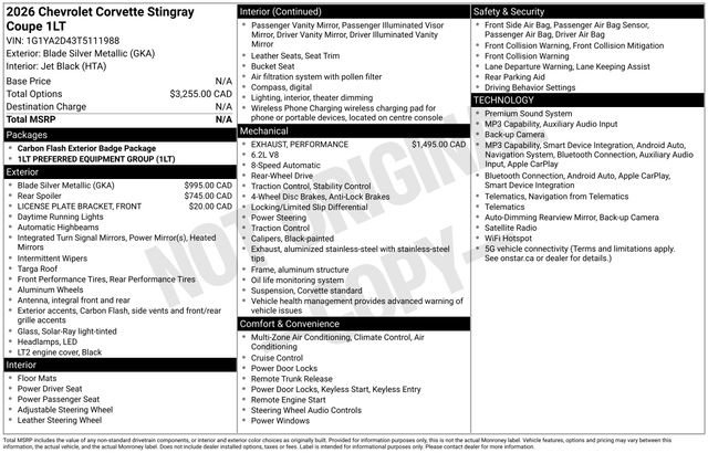 Used 2026 Chevrolet Corvette Stingray Coupe w/ 1LT RWD image 35