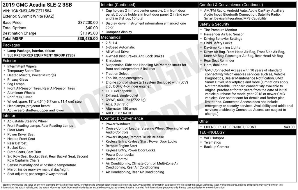 Certified 2019 GMC Acadia SLE AWD/4WD image 48