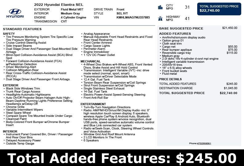 Used 2022 Hyundai Elantra SEL image 3