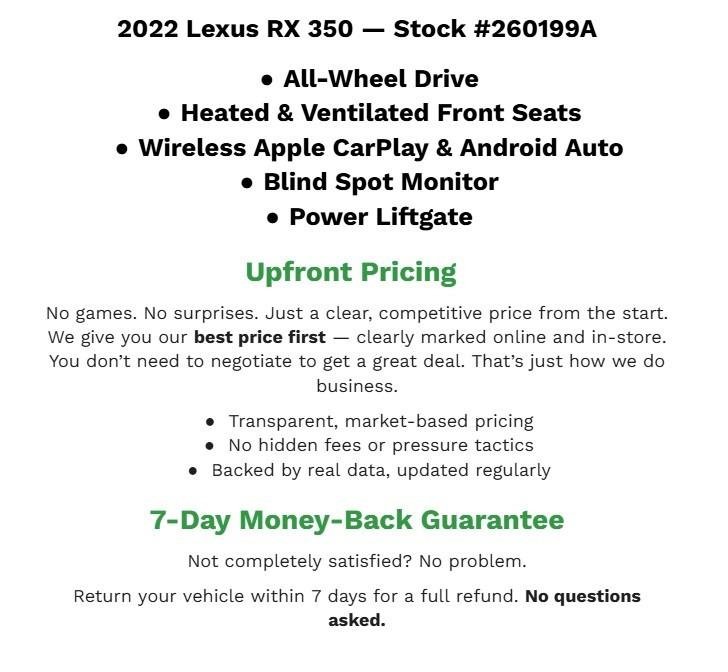 Used 2022 Lexus RX 350 AWD w/ Special Edition