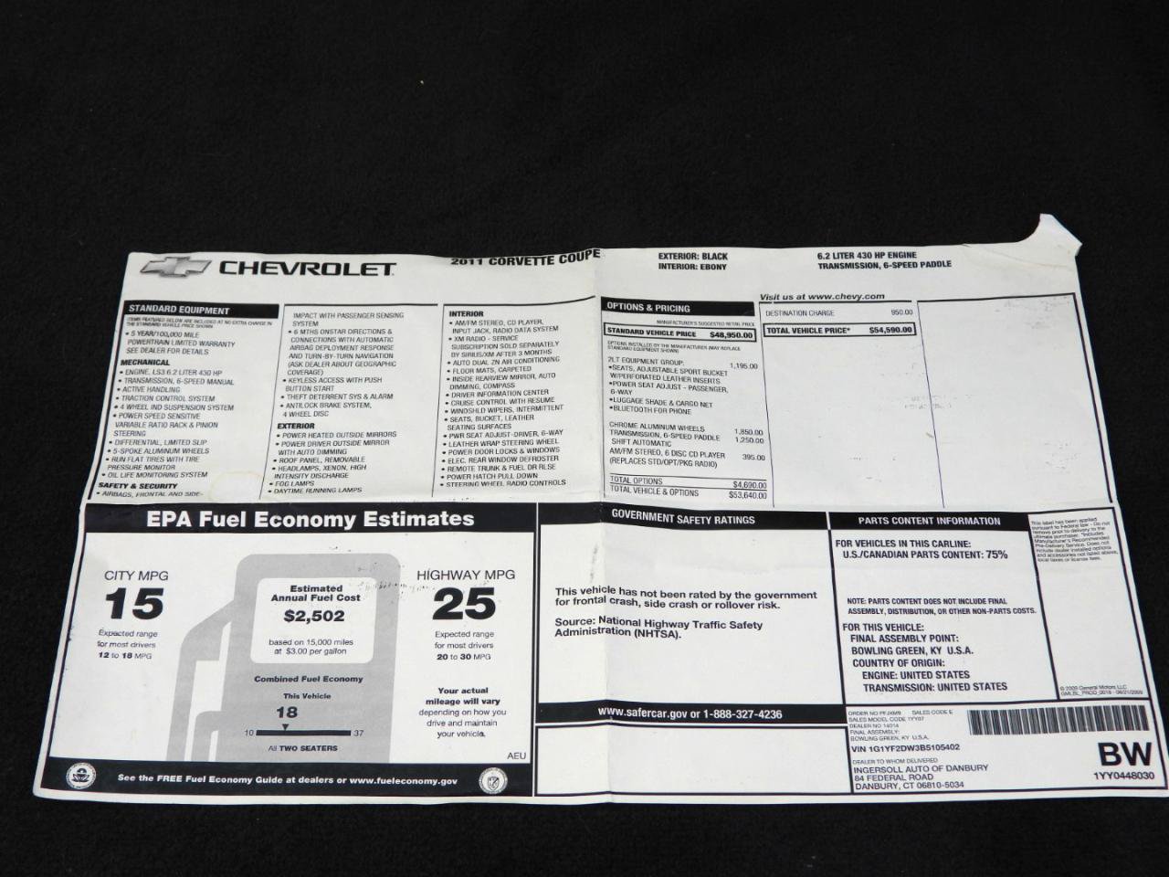 Used 2011 Chevrolet Corvette w/ 3LT w/ Preferred Equipment Group RWD image 64
