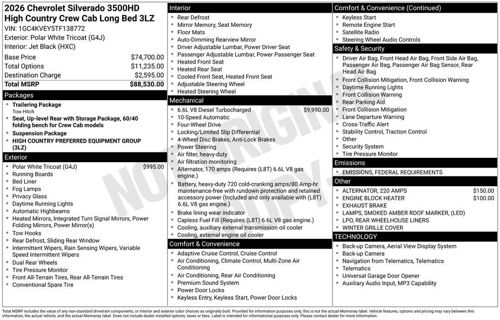 New 2026 Chevrolet Silverado 3500 High Country image 3