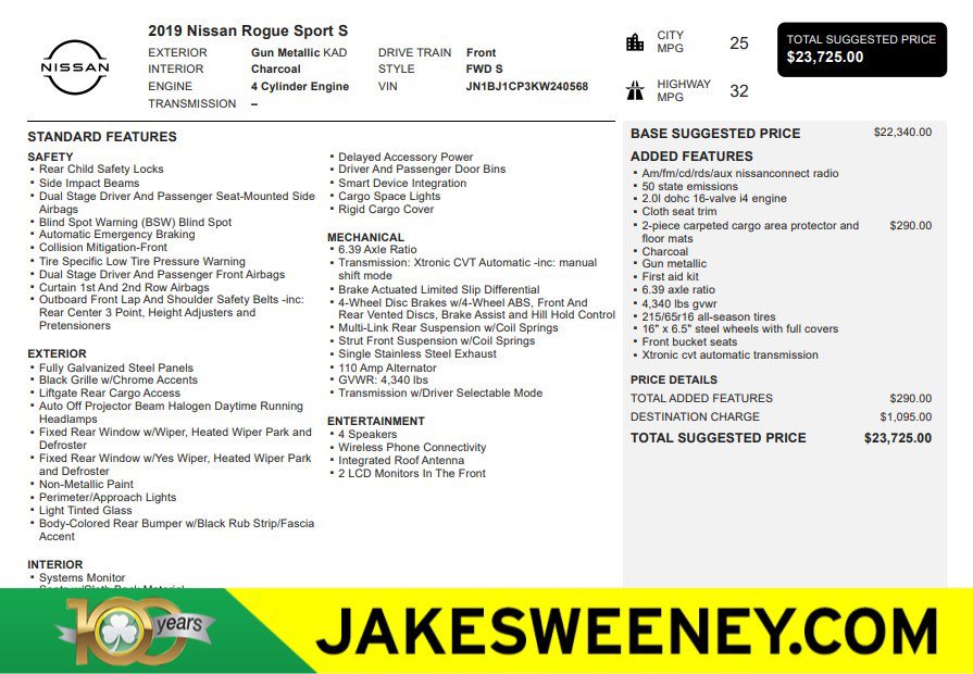 Used 2019 Nissan Rogue Sport S