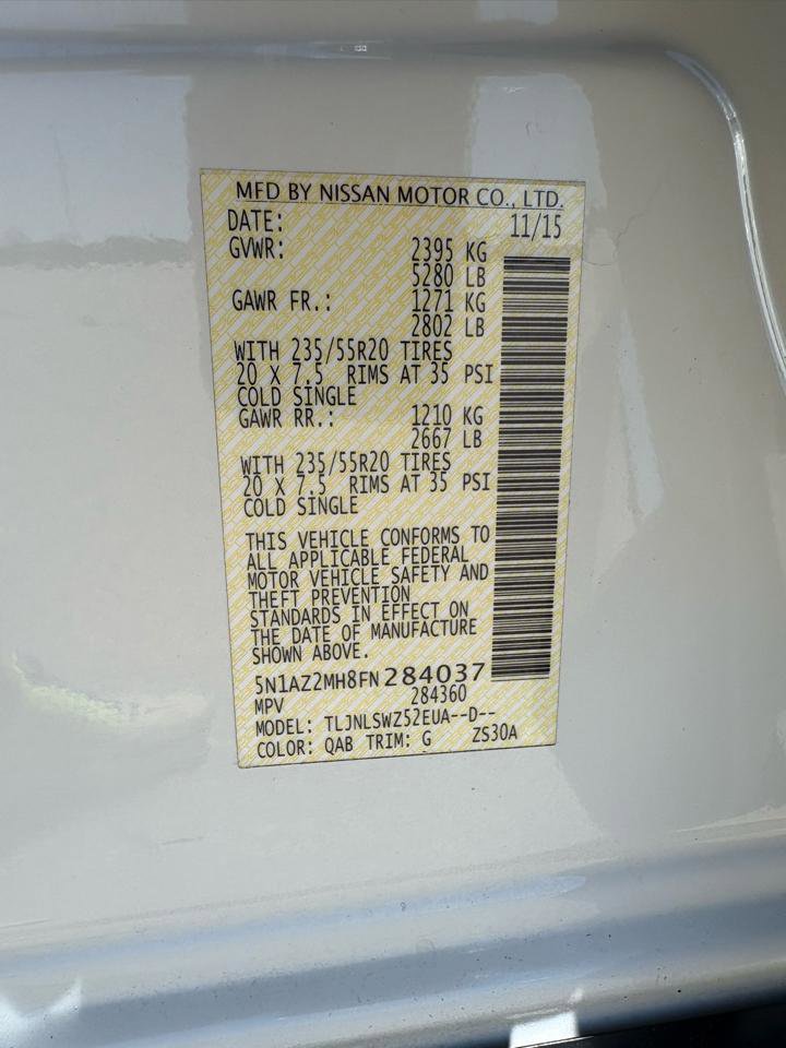 Used 2015 Nissan Murano Platinum w/ Platinum Technology Package image 16