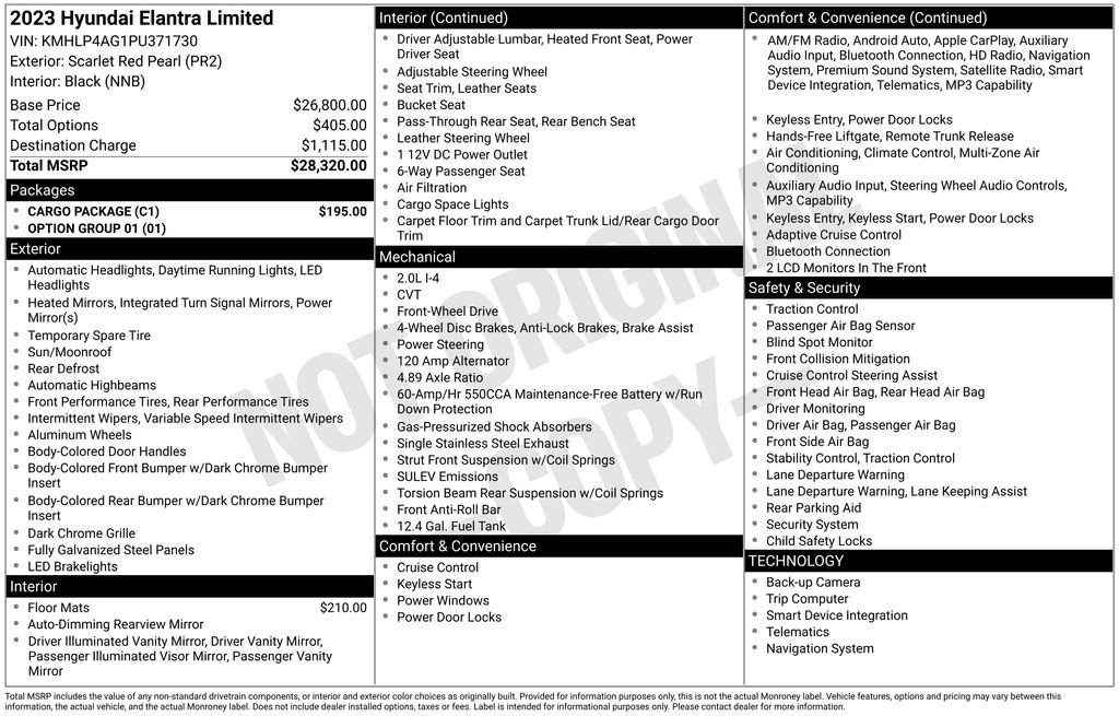 Used 2023 Hyundai Elantra Limited w/ Cargo Package image 33