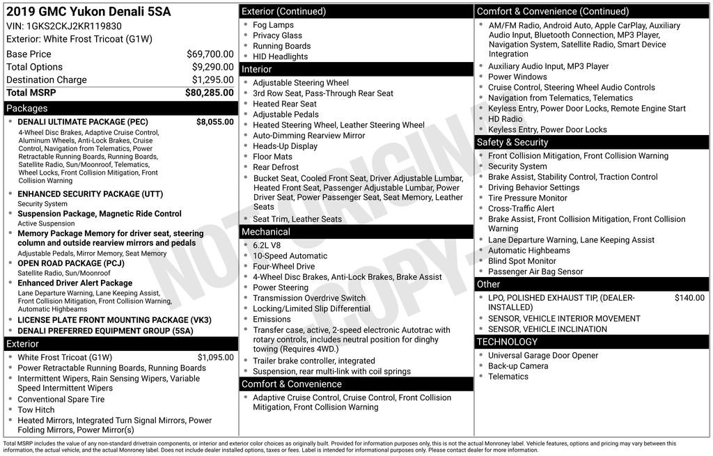 Used 2019 GMC Yukon Denali w/ Denali Ultimate Package image 43