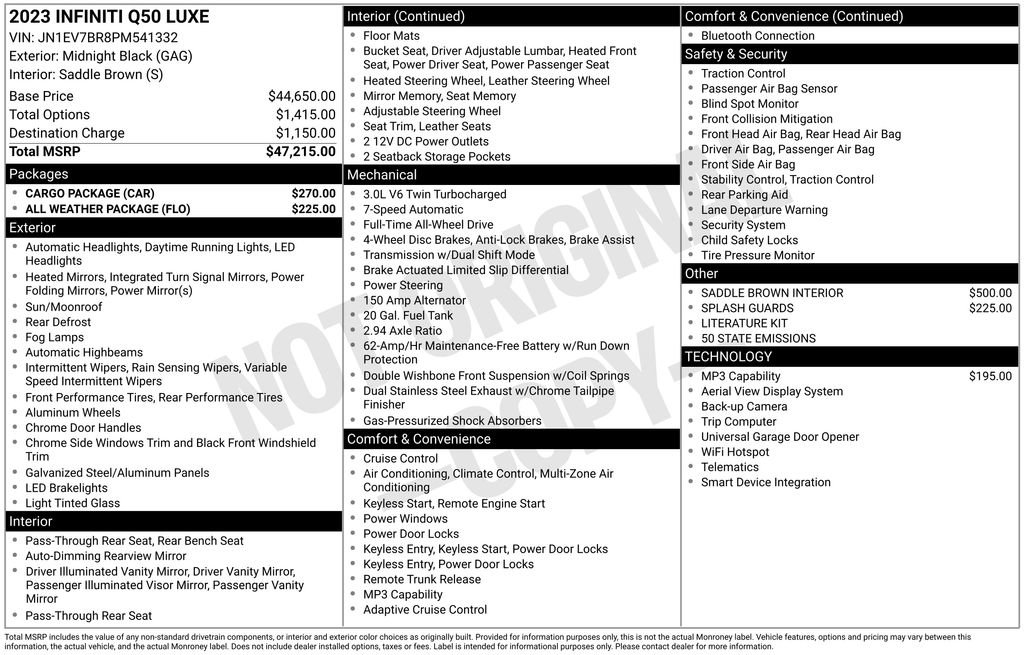 Certified 2023 INFINITI Q50 Luxe w/ Cargo Package image 42