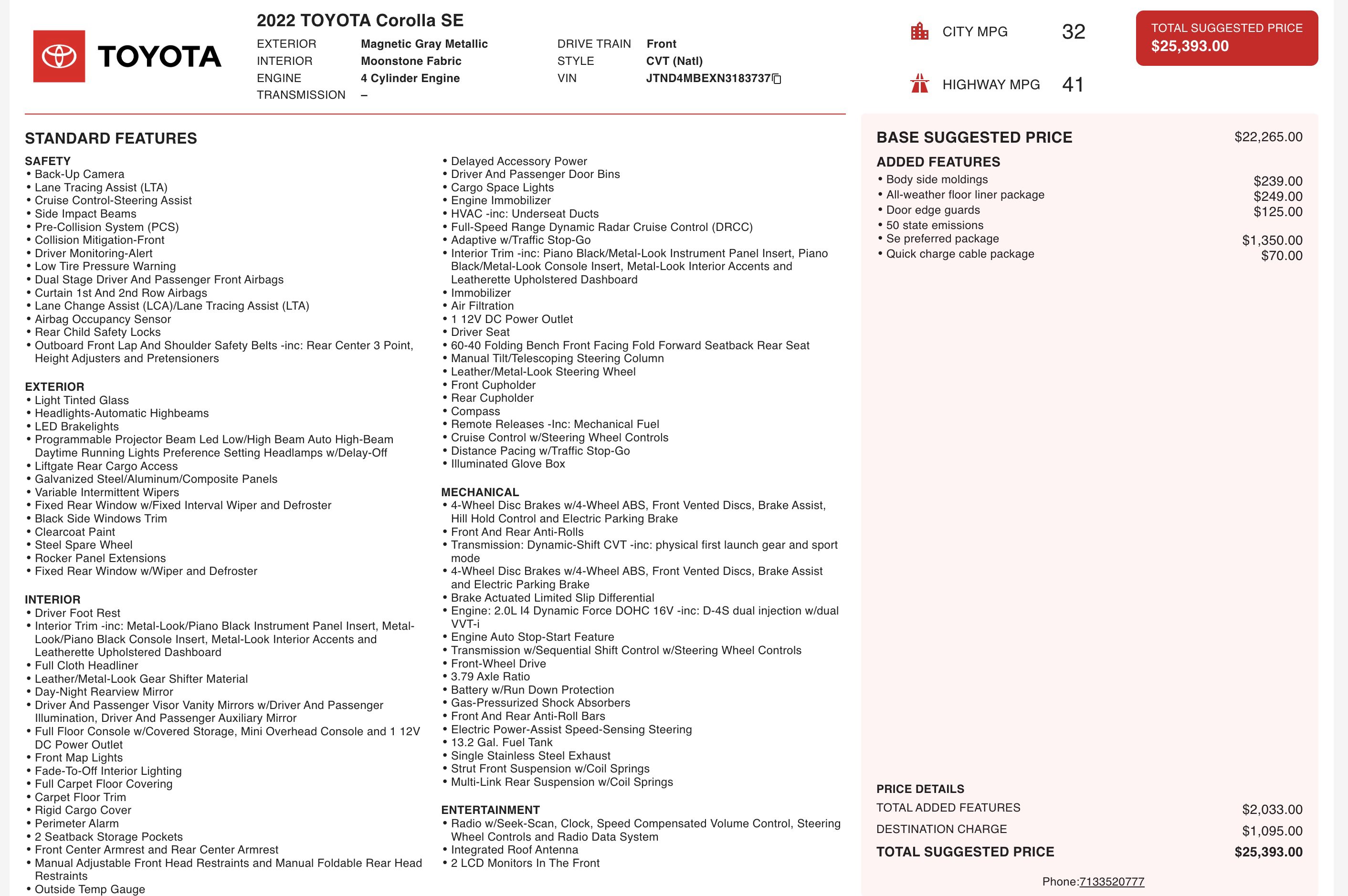 Used 2022 Toyota Corolla SE w/ SE Preferred Package image 3