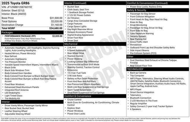 Used 2025 Toyota GR86 w/ Performance Package RWD image 27