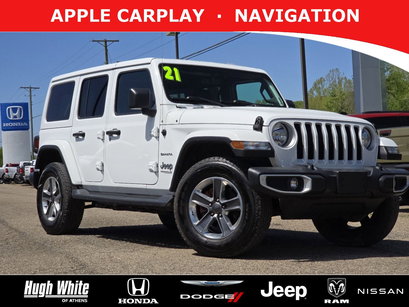 Used 2021 Jeep Wrangler Unlimited Sahara w/ Uconnect 4C Nav & Sound Group AWD/4WD image 1