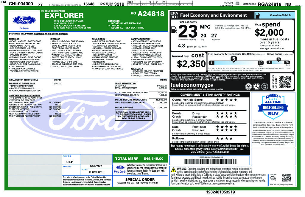 Used 2024 Ford Explorer XLT w/ Equipment Group 202A AWD/4WD image 2