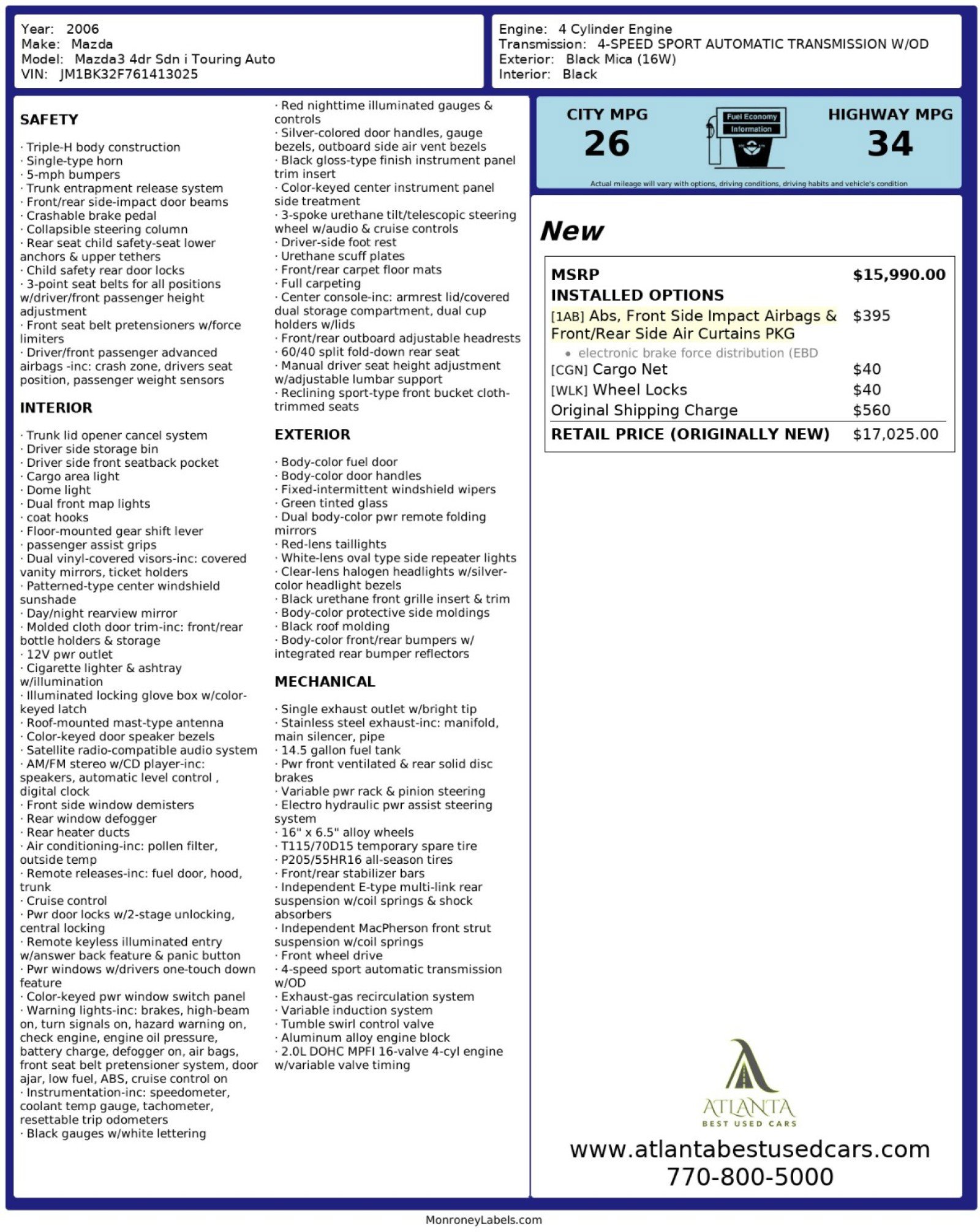 Used 2006 MAZDA MAZDA3 i Touring FWD image 45