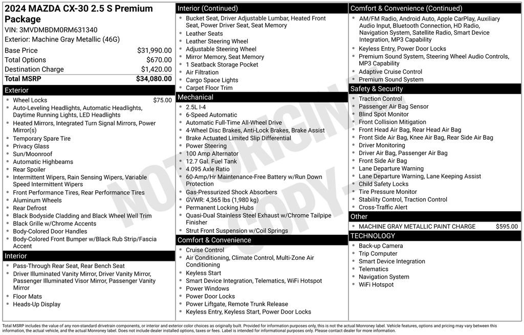 Certified 2024 MAZDA CX-30 AWD 2.5 S w/ Premium Package image 4