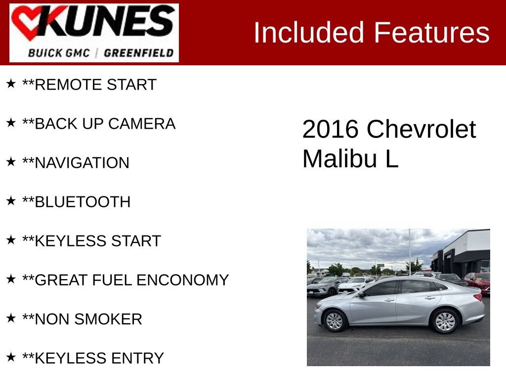 Used 2016 Chevrolet Malibu L FWD image 2