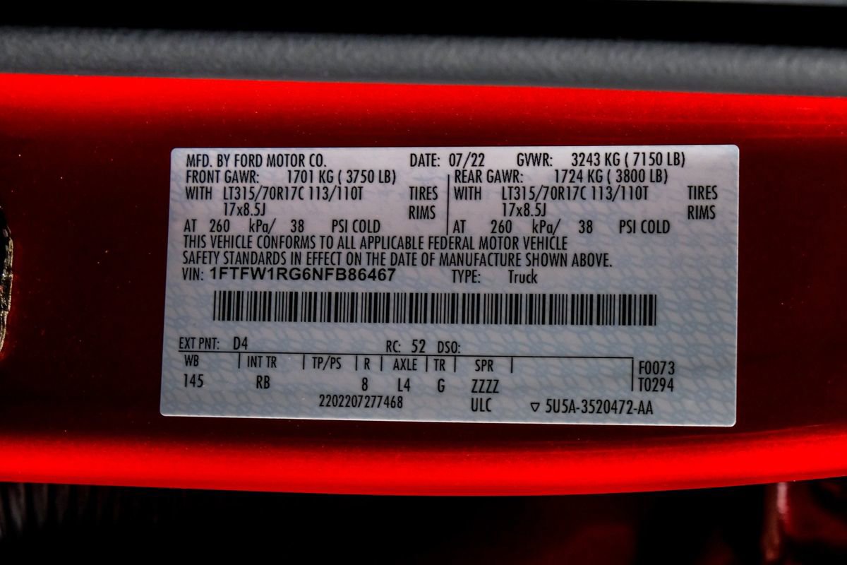 Used 2022 Ford F150 Raptor w/ Equipment Group 801A High image 60