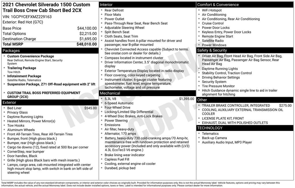 Certified 2021 Chevrolet Silverado 1500 Custom Trail Boss AWD/4WD image 2