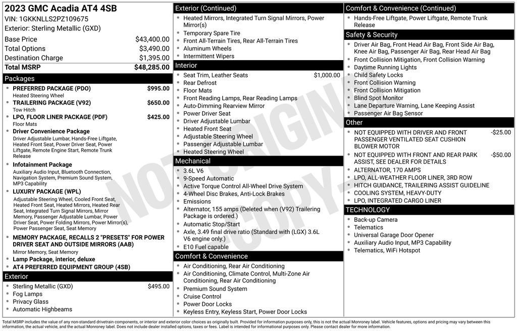 Used 2023 GMC Acadia AT4 w/ Preferred Package image 61