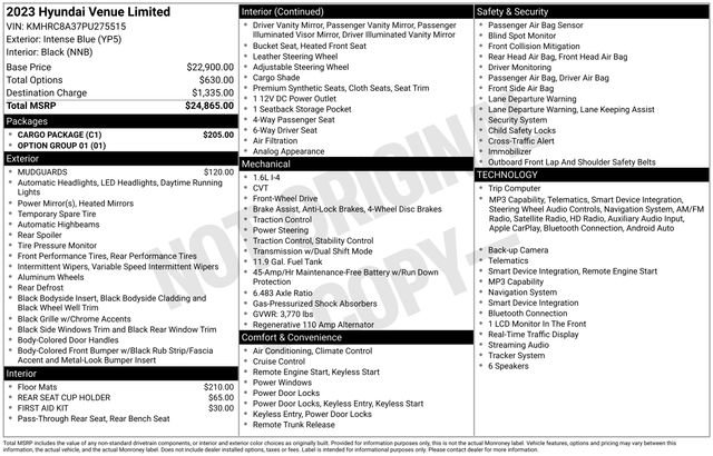 Used 2023 Hyundai Venue Limited w/ Cargo Package FWD image 10