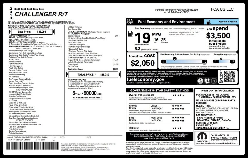 Used 2018 Dodge Challenger R/T w/ Blacktop Package image 3