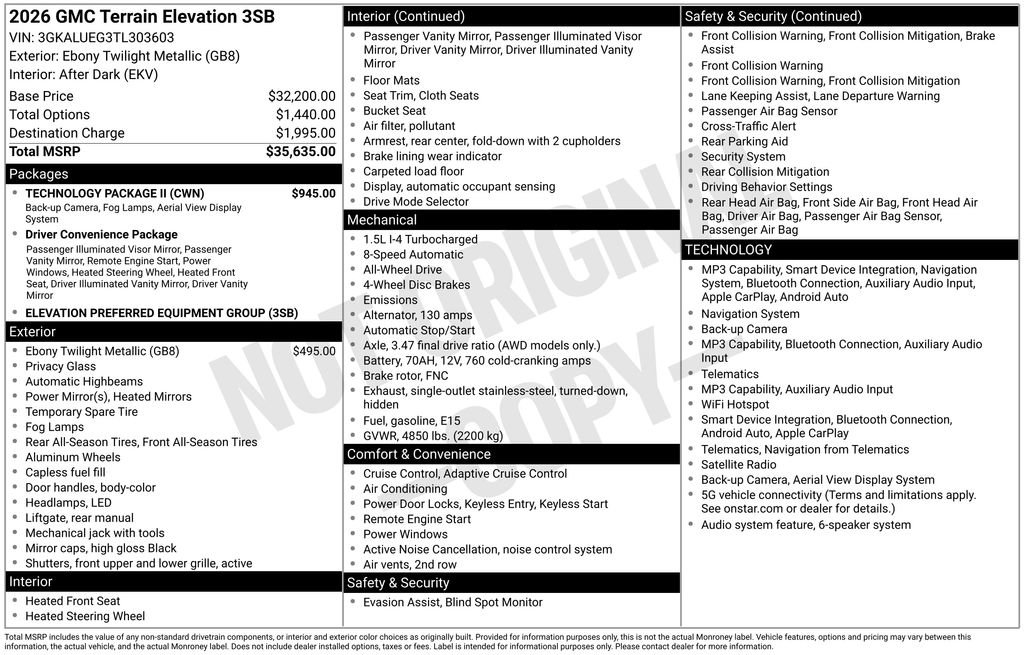 New 2026 GMC Terrain Elevation AWD/4WD image 41