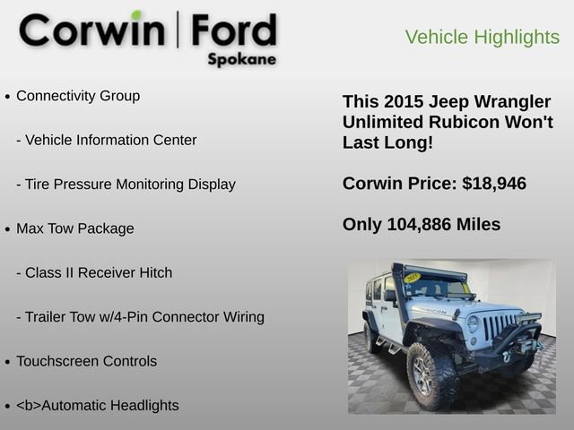 Used 2015 Jeep Wrangler Unlimited Rubicon w/ Connectivity Group image 6