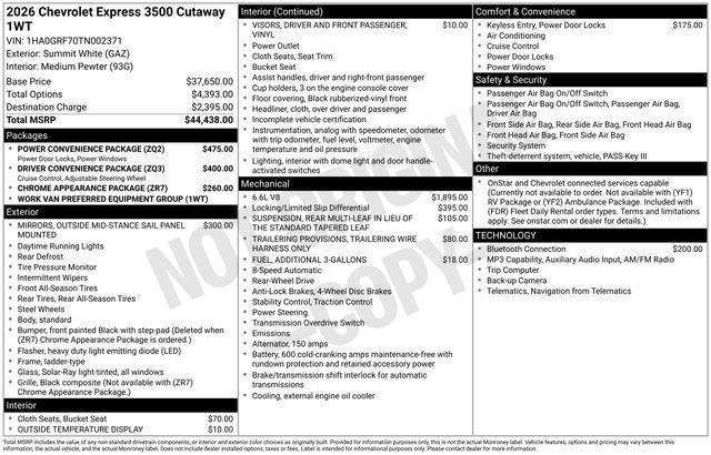 New 2026 Chevrolet Express 3500 w/ Power Convenience Package RWD image 23