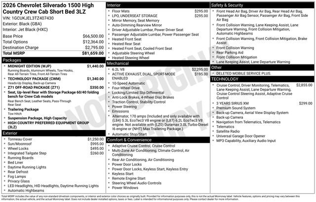 New 2026 Chevrolet Silverado 1500 High Country w/ Midnight Edition AWD/4WD image 4