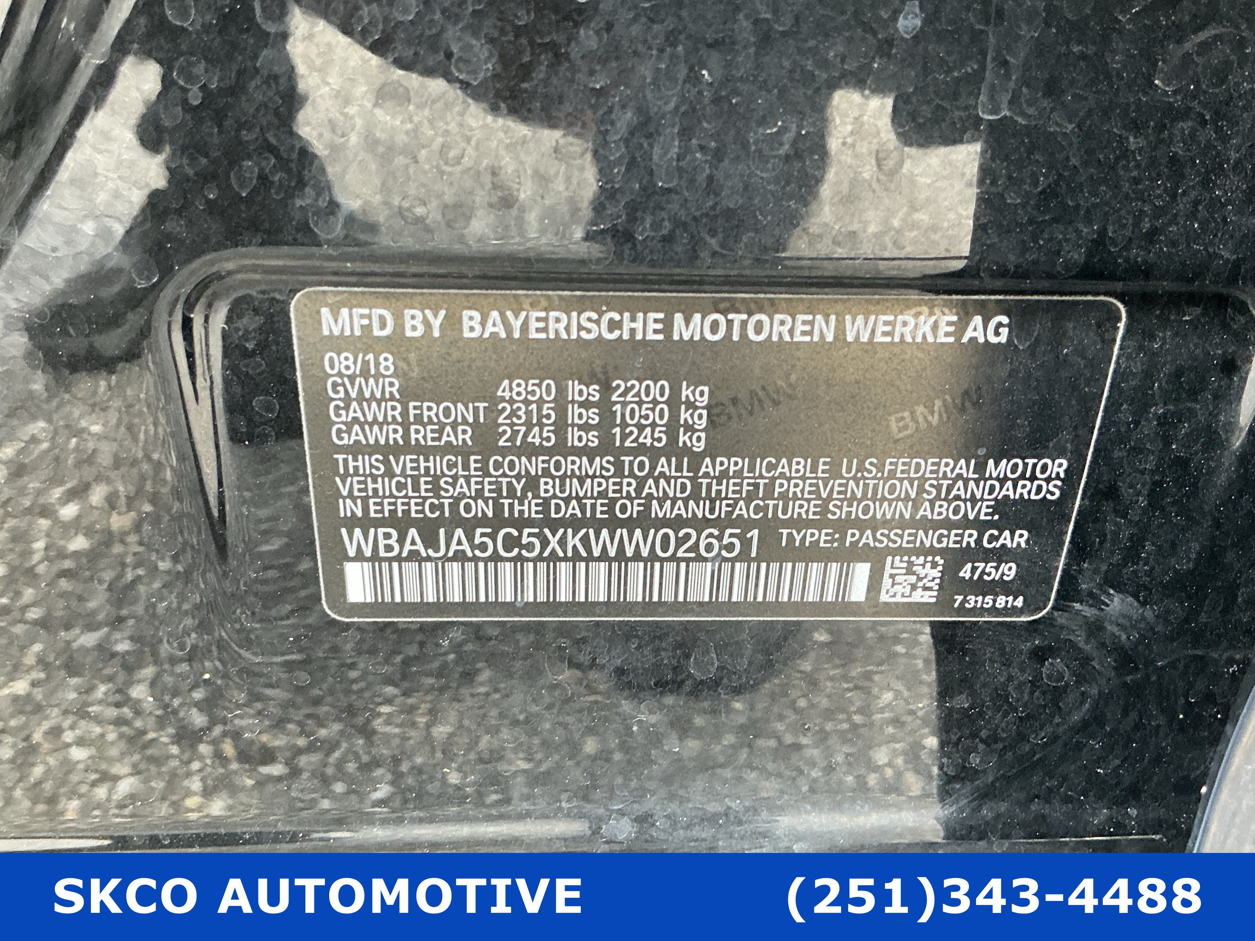 Used 2019 BMW 530i w/ Convenience Package RWD image 28