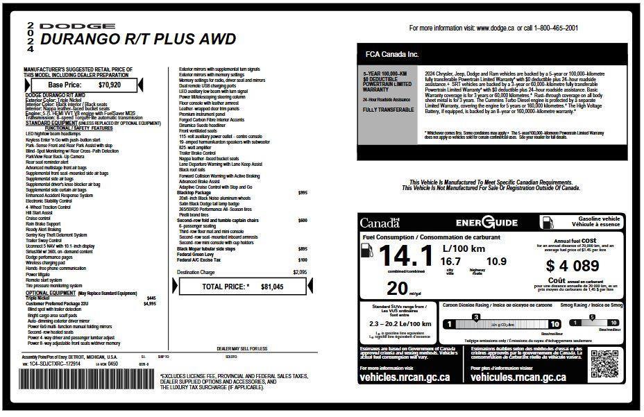 Used 2024 Dodge Durango R/T AWD/4WD image 7