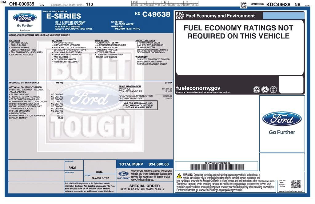 Used 2019 Ford E-350 and Econoline 350 Super Duty w/ Power Windows & Locks Group RWD image 22