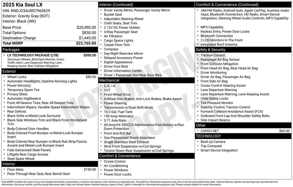 Used 2025 Kia Soul LX w/ LX Technology Package FWD image 6