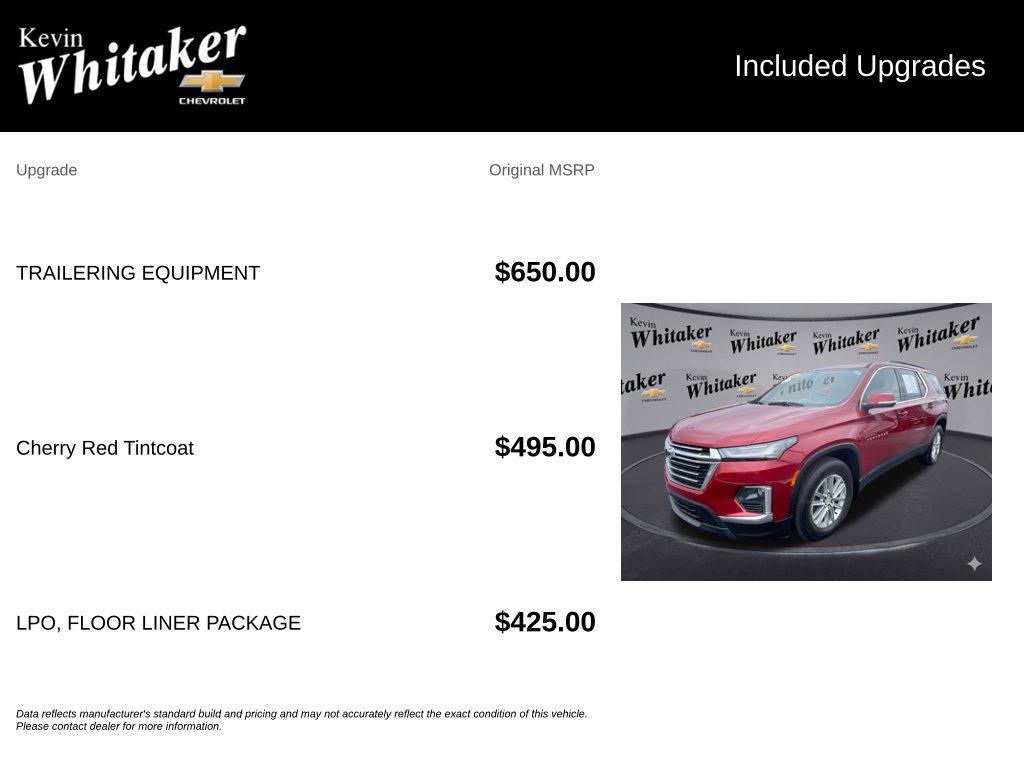 Certified 2022 Chevrolet Traverse LT w/ LPO, Floor Liner Package AWD/4WD image 35
