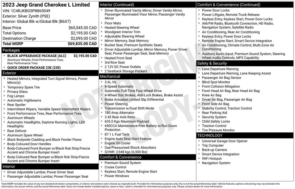 Used 2023 Jeep Grand Cherokee L Limited w/ Black Appearance Package AWD/4WD image 13