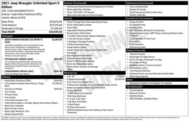 Used 2021 Jeep Wrangler Unlimited Sport image 32